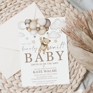We can Bearly wait baby shower invitation, we can Bearly wait invitation, Teddy Bear Shower Invitation, teddy bear Baby Shower Invitation