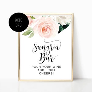 Sangria Bar Sign, Bridal Shower Sign, Wedding Drink Sign, Bar Sign, Wedding Bar Decor, Wedding Decor, Sangria Bar Print, Sangria Drink BLUSH