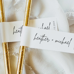 Wedding Straw Flag - Straw Tag Template, Editable Wedding Favor Straw Flag, Printable Drink Flag, Party Straw Tag, Bridal Straw Tag - MOD01