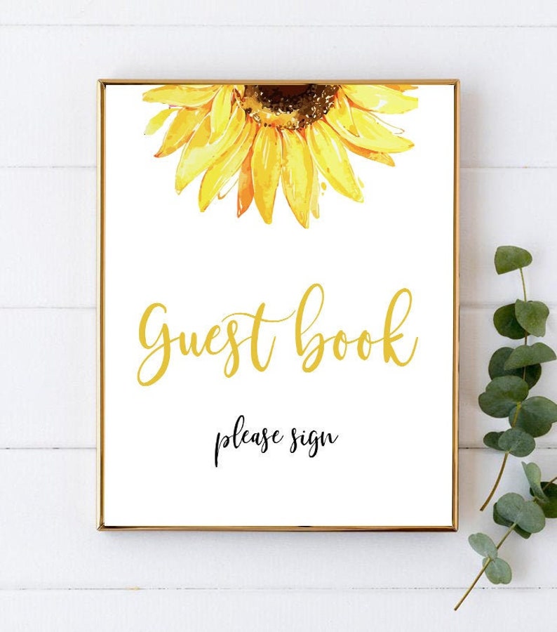 Sunflower Baby Shower Guest Book Sign 009 Etsy