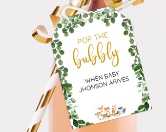 Woodland Baby Shower Champagne Tags - 0012
