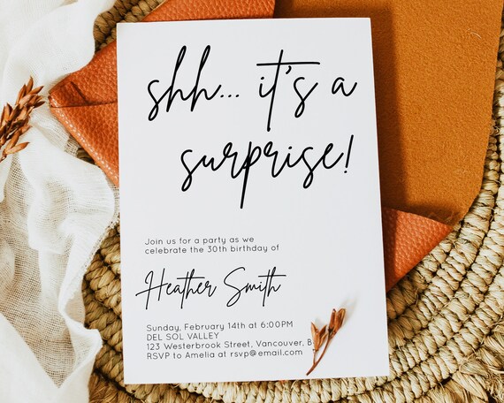 Modern 30th Birthday For Her, Modern Surprise Birthday Invitation - MOD01 Il_570xn
