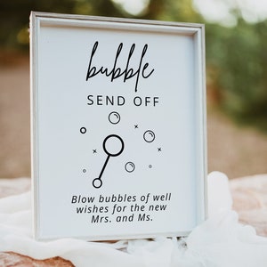 Bubble Send Off Sign, Printable Wedding Bubble Send Off Sign, Editable Newlywed Send Off Sign, Instant Download MOD01 image 2