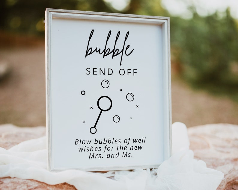 Bubble Send Off Sign, Printable Wedding Bubble Send Off Sign, Editable Newlywed Send Off Sign, Instant Download MOD01 image 2