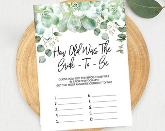 SUCCULENT How Old Was The Bride To Be Bridal shower game - 5x7 JPG