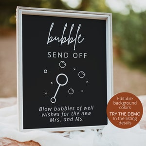 Bubble Send Off Sign, Printable Wedding Bubble Send Off Sign, Editable Newlywed Send Off Sign, Instant Download MOD01 image 4