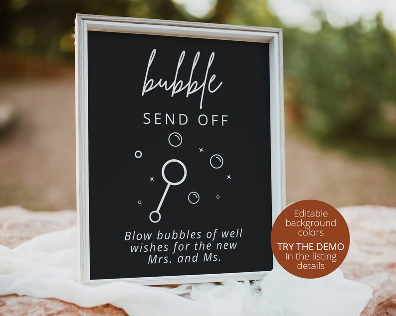 Bubble Send Off Sign, Printable Wedding Bubble Send Off Sign, Editable Newlywed Send Off Sign, Instant Download MOD01 image 4