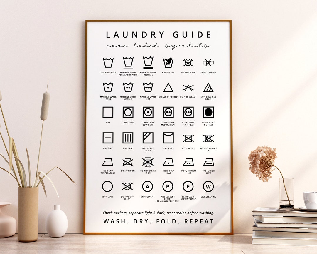 Laundry Print, Laundry Room Symbols, Laundry Printable Art, Care Label