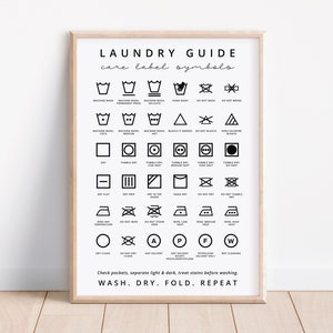Laundry Print, Laundry Room Symbols, Laundry Printable Art, Care Label ...