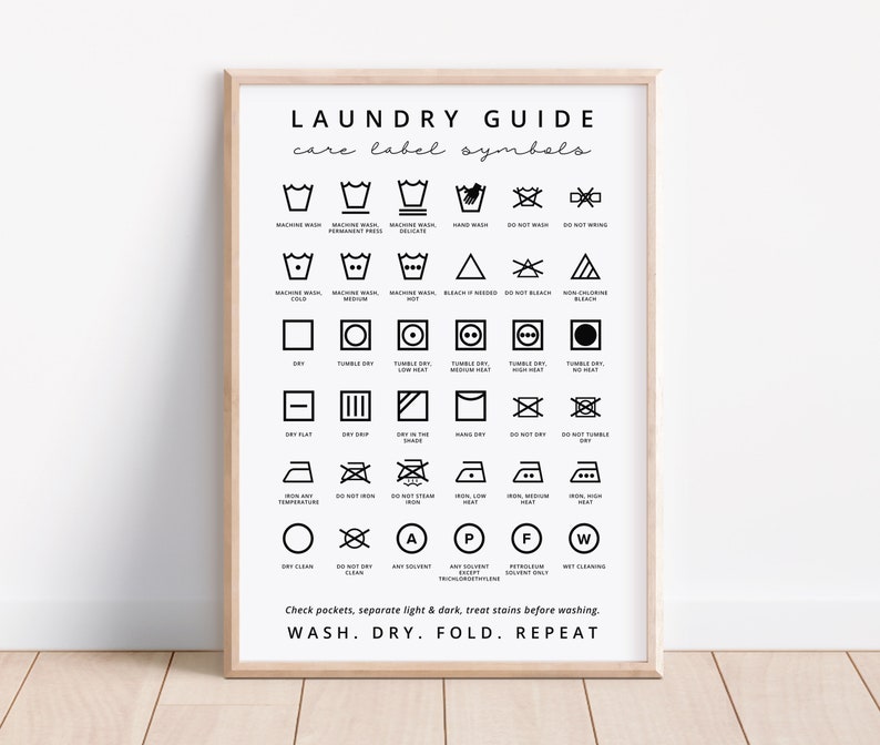 Laundry Print Laundry Room Symbols Laundry Printable Art - Etsy