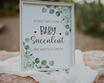 Baby Shower Succulent Favor Sign, Succulent Baby Shower Sign, Baby Succulent Sign, Succulent Favors Sign, 8X10 jpg, Instant Download