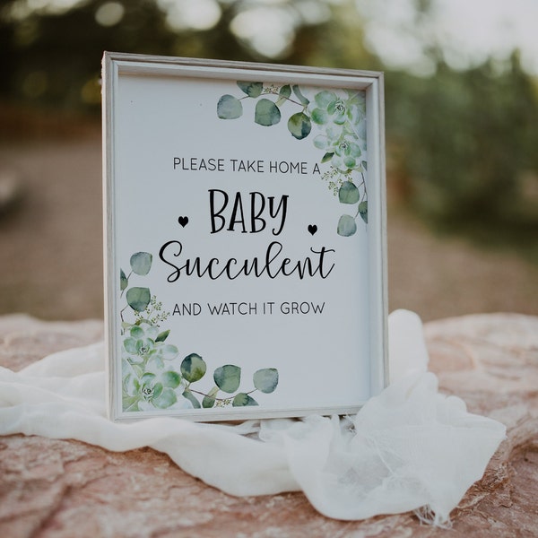 Baby Shower Succulent Favor Sign, Succulent Baby Shower Sign, Baby Succulent Sign, Succulent Favors Sign, 8X10 jpg, Instant Download