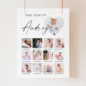 Mijn eerste jaar poster - Babys eerste jaar poster - 1e verjaardag fotoprint - mijn eerste jaar print - jaar in beeld - afdrukbaar 1e jaar, BSIG