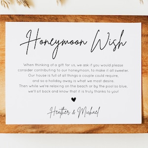 Flitterwochen Wunschkarte - Honeymoon Fund Care Template - Flitterwochen Wunschbeilage - Moderne Hochzeitsgeldkarte - Unsere Flitterwochenwunschkarte - MOD01