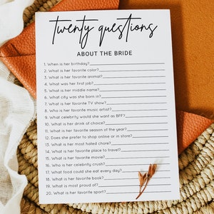 20 Questions about the Bride Bridal Shower Game - MOD01