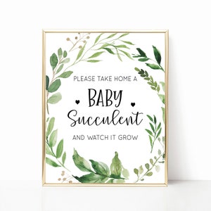 Eucalyptus Baby Shower Sign, Greenery Baby Shower, Boho Baby Shower, Baby Succulent, Cactus Baby Shower, Plant Favors, Baby Succulent Sign