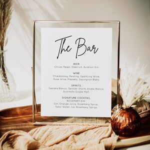 Minimalist Wedding Bar Menu | Wedding Drink Sign | Modern Minimalist Drink Menu Sign | Bar Menu Template | Editable Template | BSIG