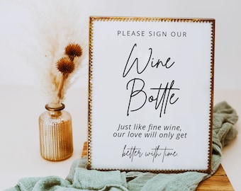 Please Sign Our Wine Bottle Sign - Like Wine Sign Template, Sign Our Wine Bottle, Sign Our Wine Template, BSIG