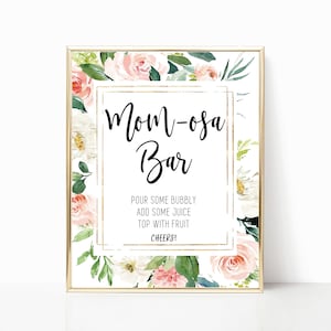 Watercolor Momosa Bar Sign, Mom-Osa Bar SIgn, Bar SIgn, Momosa Bar, Bubbly Bar Sign, Bubbly Sign - 8x10 - Jpg File