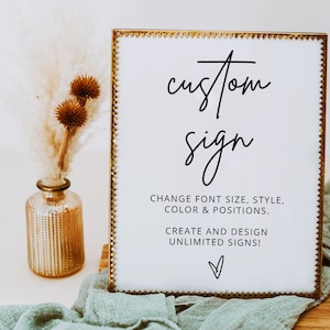 Minimalist Wedding Sign Template, Custom Sign Template, Modern Wedding Signage, Printable Signs for Party, Editable Sign - MOD01 - BSIG