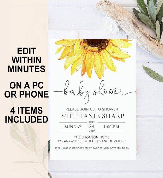 sunflower invitations baby shower