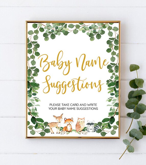 Woodland Baby Name Suggestions Sign 0012 by Modern Event Design Co Catch My Party