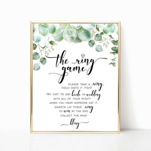 The Ring Game, Bridal Shower Game Sign, Bridal Shower Sign Template, Bridal Ring Game, Ring Game Sign, Instant Download, bridal ring hunt