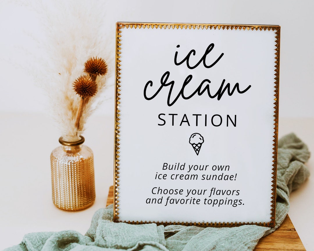 Ice Cream Bar Sign Template, Ice Cream Station Sign Printable, Modern ...