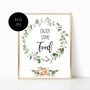 WOODLAND Genieße etwas FOOD Babyparty Zeichen - 8x10 JPG - Sofortiger Download WE1
