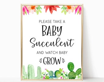 Baby Shower Succulent Favor Sign, Succulent Baby Shower Sign, Baby Succulent Sign, Succulent Favors Sign, 8X10 jpg, Instant Download