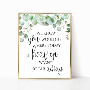 Succulent If Heaven Wasn&#39;t So Far Away, If Heaven, In Memory Sign, Forever in Our Hearts Sign, We Know You Would Be Here Today - 8x10