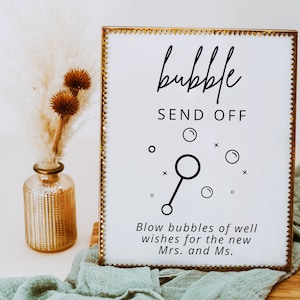 Bubble Send Off Sign, Printable Wedding Bubble Send Off Sign, Editable Newlywed Send Off Sign, Instant Download MOD01 image 1