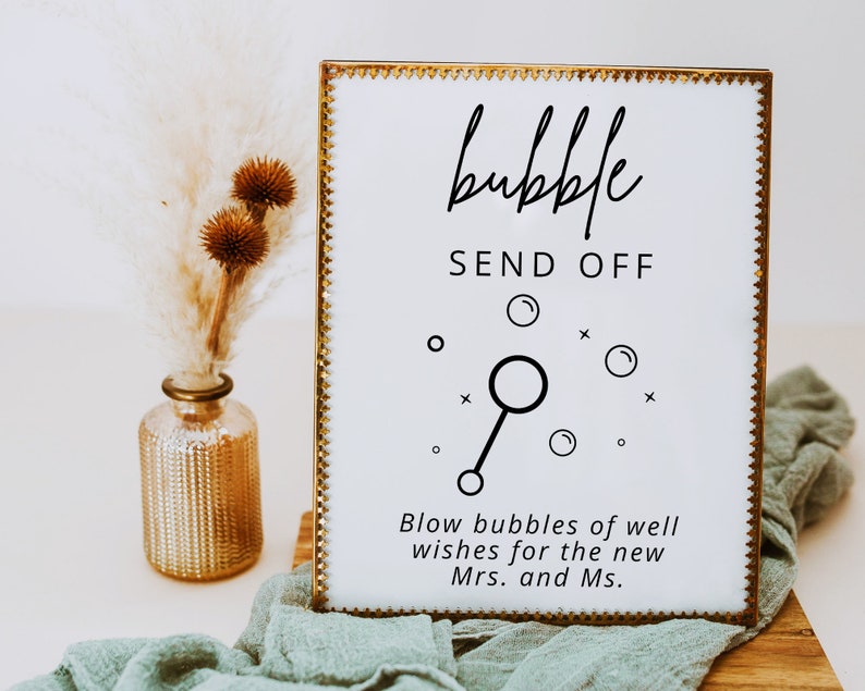 Bubble Send Off Sign, Printable Wedding Bubble Send Off Sign, Editable Newlywed Send Off Sign, Instant Download MOD01 image 1