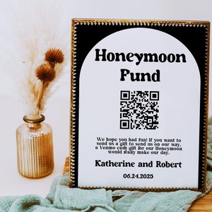 Retro Honeymoon fund QR code - QR code honeymoon fund - Venmo QR code sign - Qr code wedding