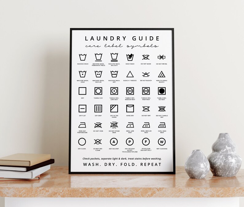Laundry Print Laundry Room Symbols Laundry Printable Art - Etsy