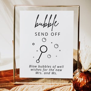 Bubble Send Off Sign, Printable Wedding Bubble Send Off Sign, Editable Newlywed Send Off Sign, Instant Download MOD01 image 3