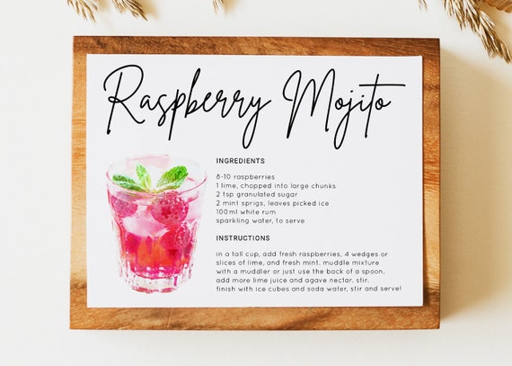 Cocktail Recipe Card Cocktail Recipe Cards Template Drink - Etsy