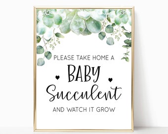 Succulent Baby Shower Sign, Greenery Baby Shower, Boho Baby Shower, Baby Succulent, Cactus Baby Shower, Plant Favors, Baby Succulent Sign