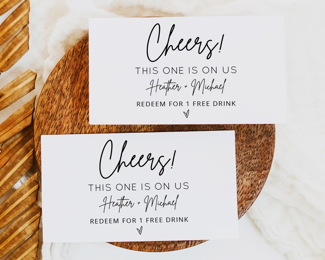 Wedding Drink Ticket Template, Minimal Wedding Drink Voucher, Drink