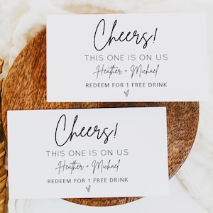 Plantilla de boleto de bebida de boda, vale de bebida de boda mínimo, boletos de bebida para la boda, boletos de bebida imprimibles - MOD01