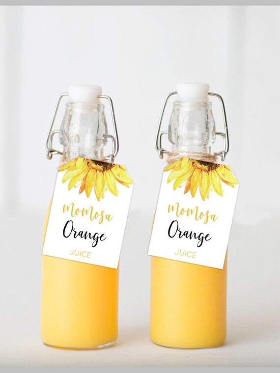 Juice Tags Template, Mimosa Bar Bottle Tag, Juice Jar Tag Template