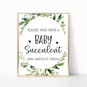 eucalyptus Baby Shower Sign, Greenery Baby Shower, Boho Baby Shower, Baby Succulent, Cactus Baby Shower, Plant Favors