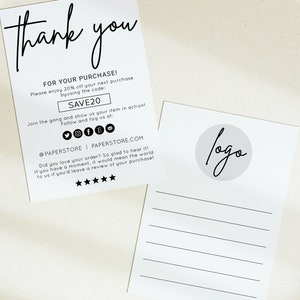 Thank You Business Card - Small Business Thank You Card Template, Editable Business Thank You Card Thanks For Your Purchase Card, MOD01