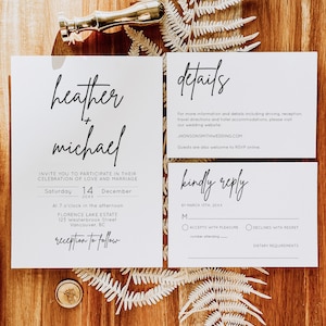 Suite di inviti di nozze minimalisti / Matrimonio minimalista moderno / Inviti di nozze moderni / Inviti di nozze semplici / Modello modificabile / BSIG