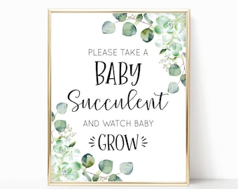 Watch baby grow sign, Succulent baby Shower, Succulent Favor Sign, Thank you sign, Please take one Sign, Baby Shower Decoration