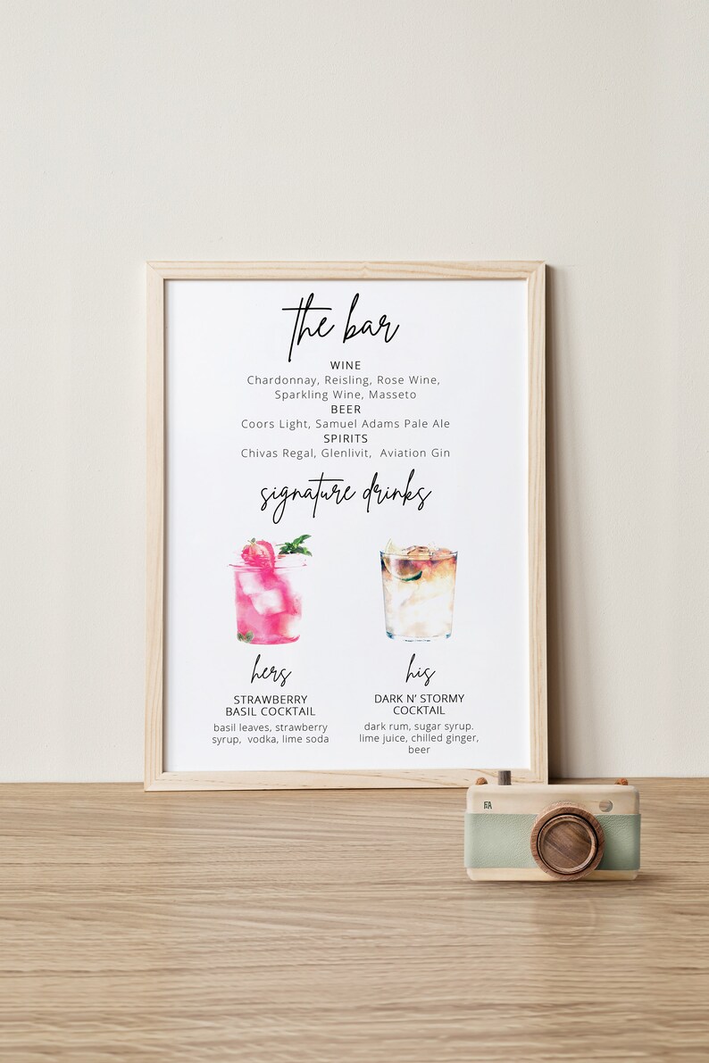 Signature Drink Sign Template Printable Signature Drink Sign - Etsy