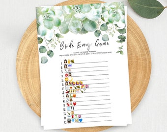 SUCCULENT Emoji Pictionary Bridal Shower Game - 5x7 JPG