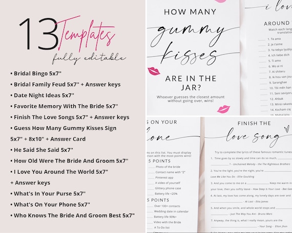 Bridal Shower Games Bundle | Bridal Shower Games | Bridal Brunch Games | Editable Bridal Shower Games | Modern Bridal Shower Games | BSIG Il_570xn