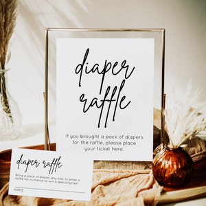 Diaper Raffle Cards Baby Shower Game Printable Diaper Raffle Sign, Diaper Raffle Cards Printable, Diaper Raffle Ticket - MOD01
