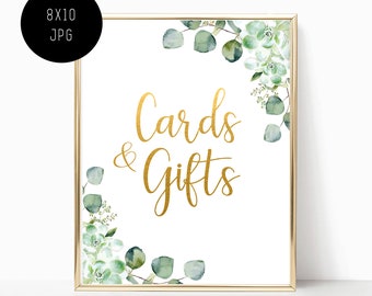 SUCCULENT Cards and Gifts Sign, Gifts and Card Sign, Gift card Sign, Wedding Table Signs, Custom Wedding Signs, Wedding - Gold